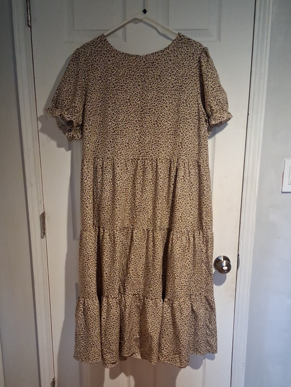 Beige Leopard Tiered Midi Dress - Shein Curve